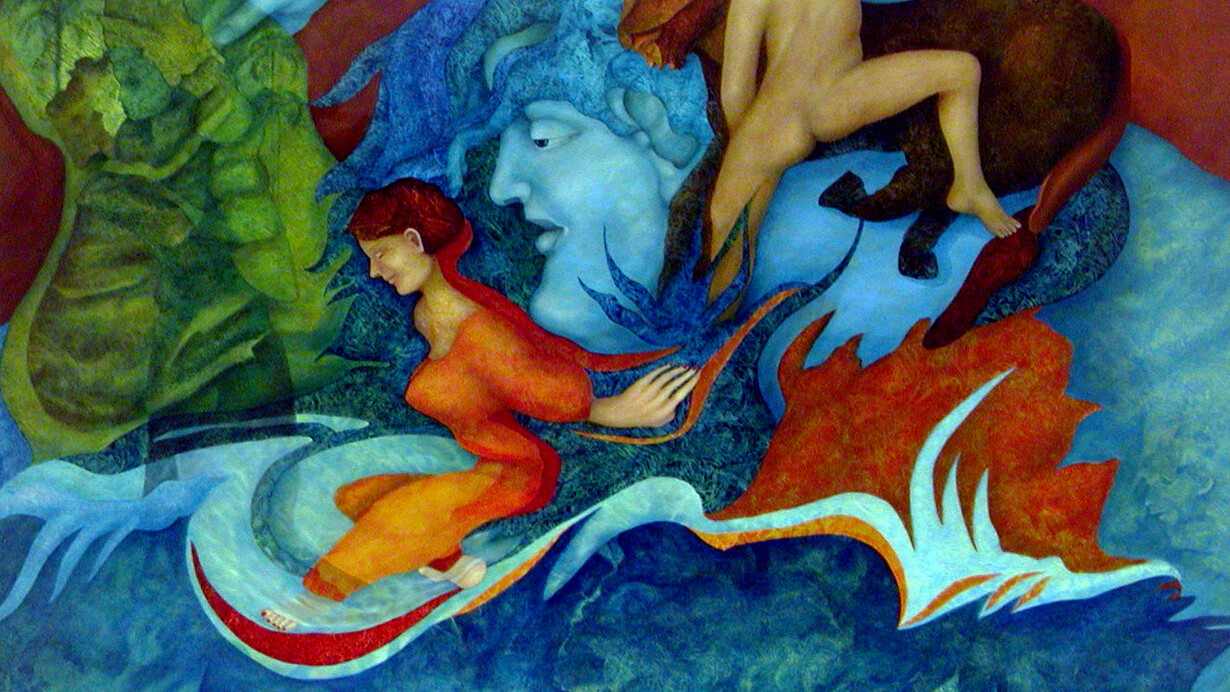 Agostino De Romanis. L'illusione del tempo, 2002, olio su tela, cm. 160 x 240