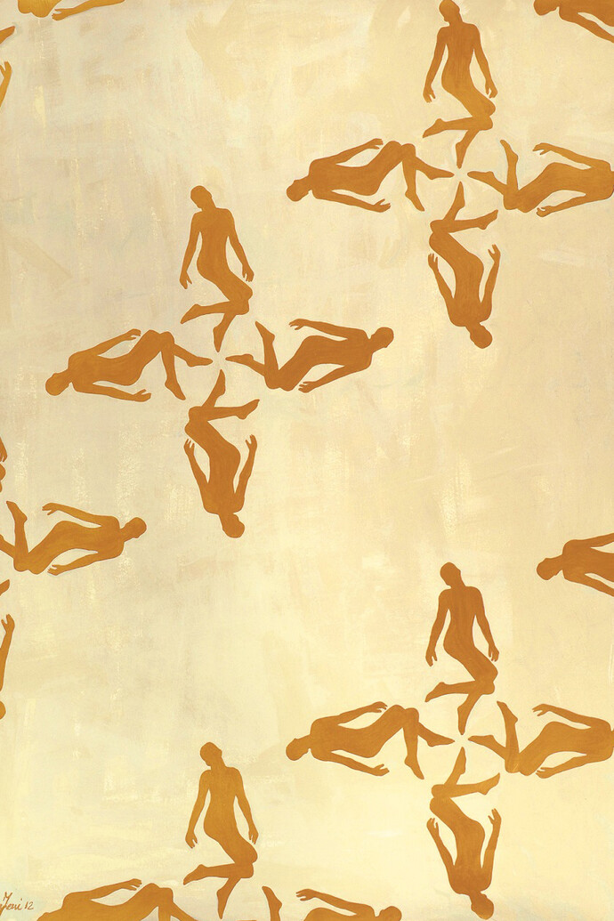 Laura Zeni, Corpi Aurei, 2012, acrilico su carta intelata, 140 x 100 cm