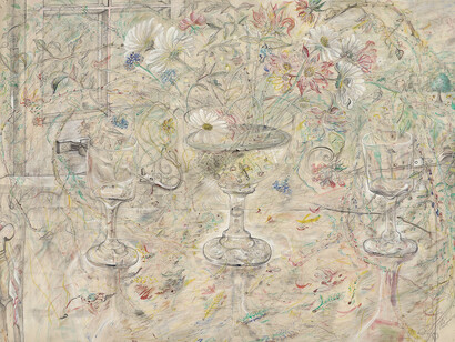 David Jones, Flora in Calix Light, 1950, watercolour, Kettle's Yard, University of Cambridge © Trustees of the David Jones
Estate