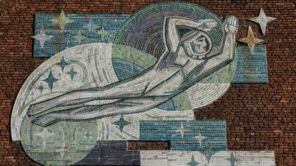 This mosaic depicting astronaut Yuri Gagarin (St. Petersburg, Russia) captures a grand scene in the Cold War drama, linking global history to our personal journeys