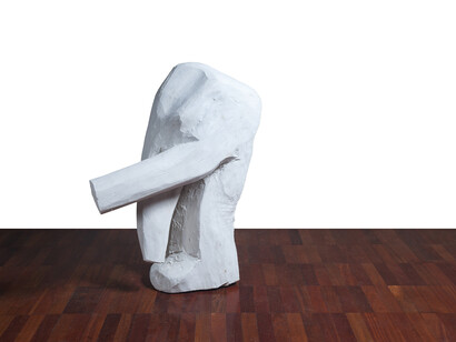 Cícero Alves dos Santos (Véio), Elefante Branco, 2014, Tinta Acrílica e Madeira, 116 x 100 x 44 cm. ©João Liberato