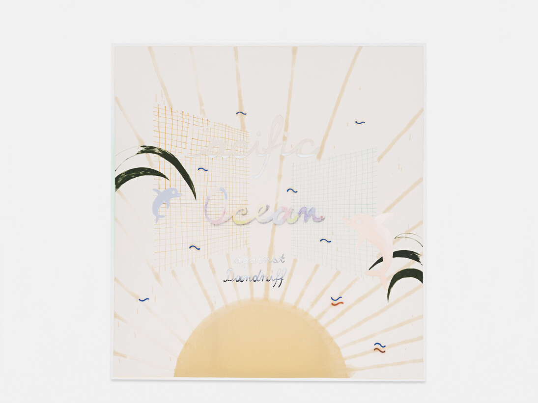 Florian Meisenberg, From the series: 7 seas against dandruff (Pacific Ocean), 2014, oil, oilpaint, airbrush and crayons on canvas, Edition: N/A, 300 x 280 x 4 cm. Courtesy of Mendes Wood DM, São Paulo
