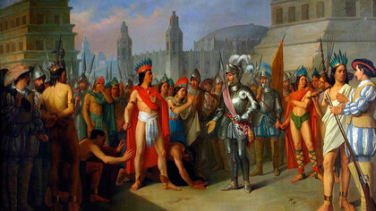 Detalle de la Marcha de Hernán Cortés de Augusto Ferrer-Dalmau