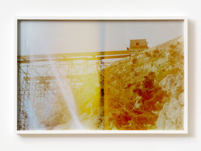 Basim Magdy, The Hollow Desire to Populate Imaginary Cities, 2014. 30 C-Prints from chemically altered slides on metallic paper, 34 x 51 cm each. Installation view at Art in General. Image courtesy the artist and Art in General. Photo: Charles Benton.