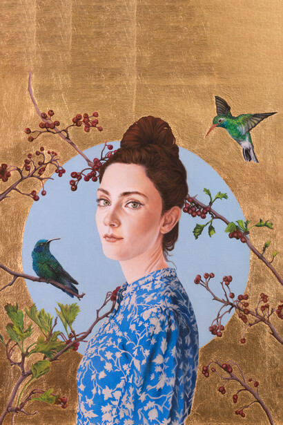 Valentina Porcelli, Il Nodo, olio e foglia oro su tela, 50 x 40 cm, 2020