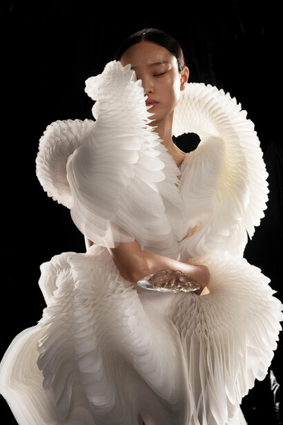 Iris van Herpen, Morphogenesis dress, from the Sensory seas collection, 2020. Courtesy of Brooklyn Museum
