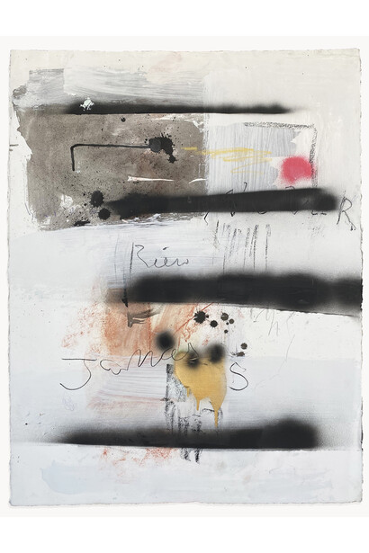 Stephen Lapthisophon, Stack, 2019, mixed media on paper, 30h x 22w inches. Courtesy the artist and Conduit Gallery
