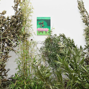 Jonathan Monk, Untitled, 2017, Acrylic and Print on Canvas, 40 x 30 x 2 cm. 