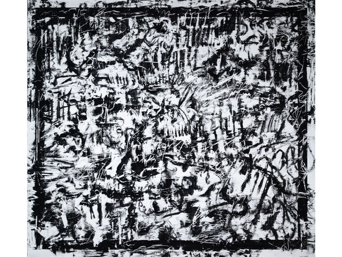 Jacqueline Humphries, untitled, 2014, oil on linen, 254 x 282 cm, 100 x 111 ins, Courtesy Stuart Shave/Modern Art, London, and Greene Naftali, New York