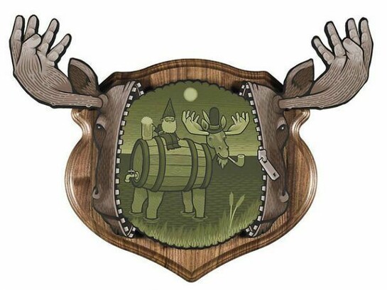 Jeremy Fish, The Loose Moose, 2014, acrylic on wood, 26 x 20 inches