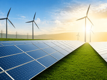 A renewable energy farm combining wind and solar power to support a cleaner and more resilient energy future