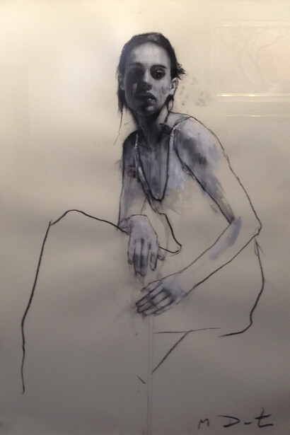 Mark Demsteader, Faith Seated, pastel & collage, 46” x 32”  