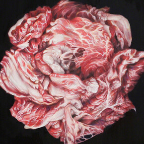 Matthew Schlagbaum: Smiling through gritted teeth c: Medaillons de Corpos (Flesh Medallions). Courtesy of Bert Green Fine Art