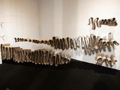 Julij Borštnik, Basic bricks, exhibition view. Courtesy of KUD Mreža. Photo by Nada Žgank