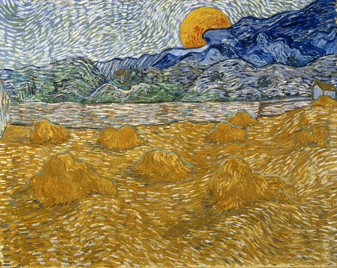 Vincent van Gogh, Paesaggio con covoni e luna che sorge, Olio su tela, cm 72 x 91,3, 1889 Kröller-Müller Museum, Otterlo © Kröller-Müller Museum, Otterlo
