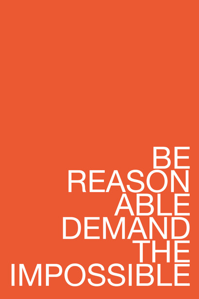 Maynard Monrow, Untitled, Be Reasonable (Orange), 2024. 
Wall painting,
84" x 40" (213.36 x 101.6 cm). Courtesy of the artist and Gavlak Gallery