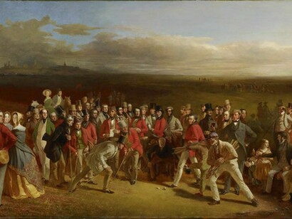 Charles Lees, The Golfers, 1847, Oil on canvas, 131.00 x 214.00 cm (framed: 169.54 x 251.46 cm), Purchased with the assistance of the Heritage Lottery Fund, the Art Fund and the Royal and Ancient Golf Club 2002