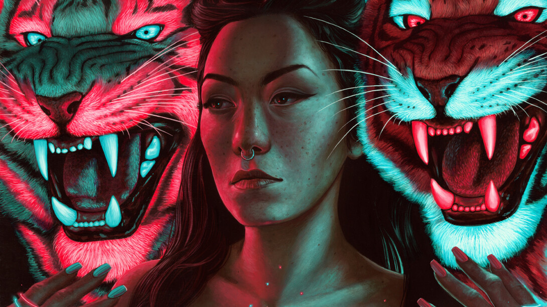 Casey Weldon, Cradled, 2023, acrylic on wood, 16x20 inches, copyright the artist. Courtesy the artist and Harman Projects
