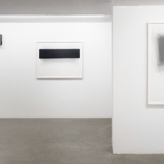 Joachim Bandau, Lignes de fuite, vue d’exposition. Avec l’aimable autorisation de la Galerie Maubert