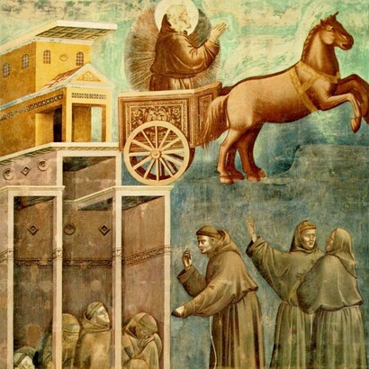 Giotto, "Storie di san Francesco - La visione del carro di fuoco", 1292- 1296, Basilica superiore, Assisi, Italia