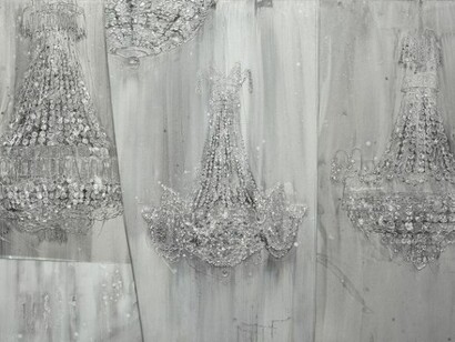 Michael Raedecker, show, 2012, acrylic and thread on canvas, 70 3/4 x 104 inches (179.7 x 264.2 cm) © Michael Raedecker, courtesy of the artist and Andrea Rosen Gallery, New York