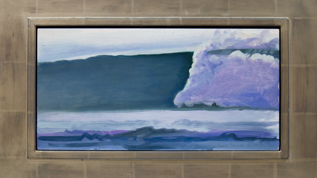 Hank Pitcher, Solstice Swell at Government Point, 2005, oil on board, 8x16 inches. Courtesy of bG Gallery