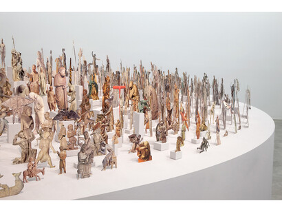 Geoffrey Farmer, detail view of Boneyard, 2013, Paper cutouts, wood, glue, Dimensions variable. Photo: Jean Vong. Courtesy of the artist and Casey Kaplan, New York