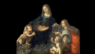 La Vergine delle Rocce di Leonardo da Vinci, particolare