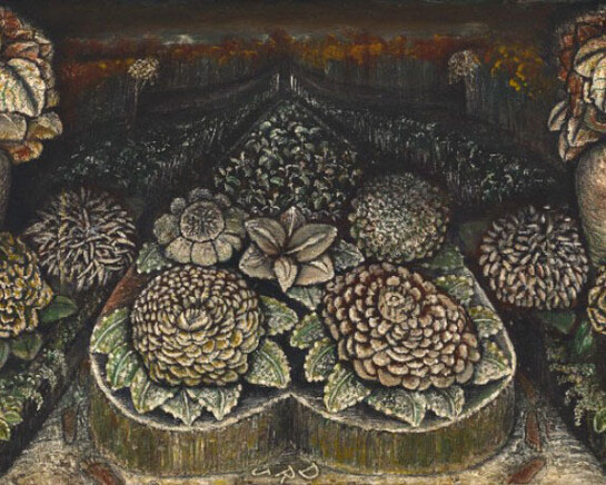 John Dunkley, Back to Nature, 1939
Mixed media on plywood, 16 x 28 inches
Collection National Gallery of Jamaica