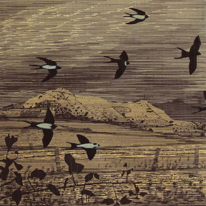 Niall Naessens, A Swallows, Drawing-Monoprint, 50 x 50 cm
