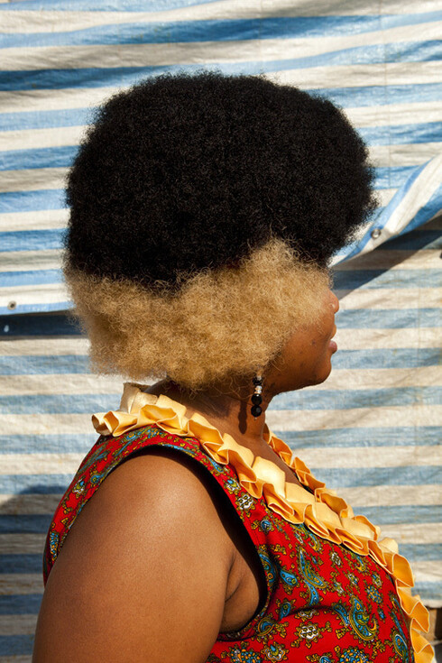 Lorenzo Vitturi, From the series Dalston Anatomy, Blue Stripes & Bi-Color Hair, 2013, Giclee Print on Hahnemuhle Bamboo. © Lorenzo Vitturi, Courtesy Yossi Milo Gallery, New York