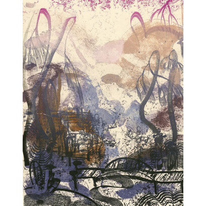 Nancy Lasar, Walking Bridge II, 2014, 41 x 29.5, Carborundum monoprint with chine colle