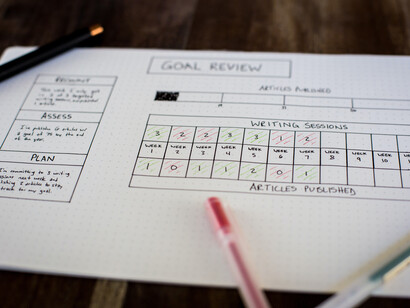 A plan showing trackable goals for healthy habits