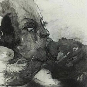 Kenyatta A.C. Hinkle, Tituba Siphons Up Her Spectators in Order to Feed Her Young, 2013, india ink and compressed charcoal, 48 x 48 inches