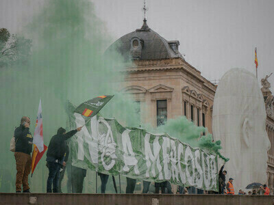 A protest in Madrid, Spain, against the trade agreement between the European Union and Mercosur