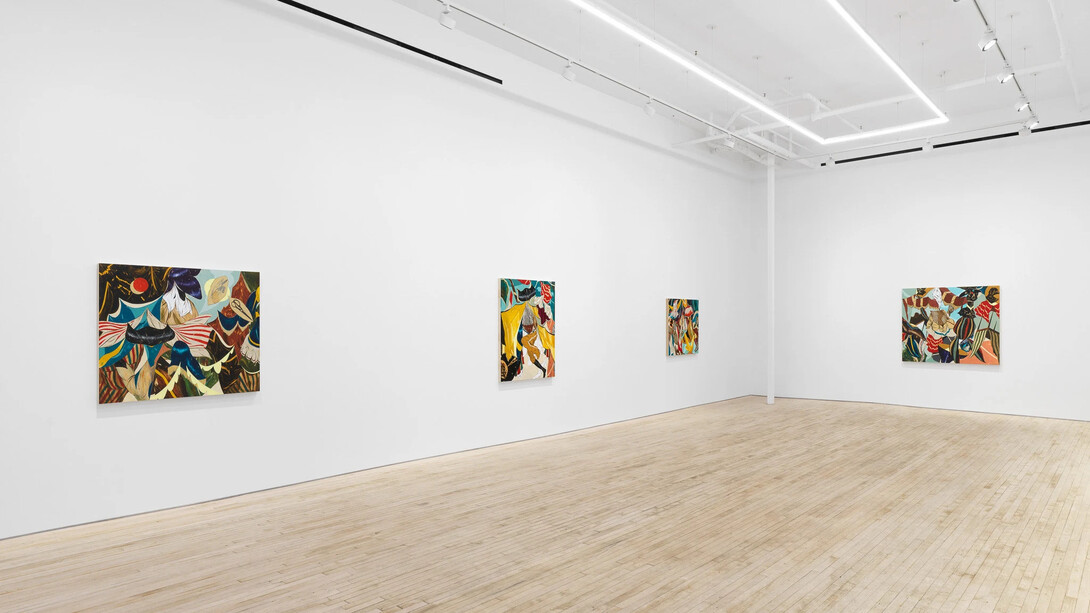 Kenichi Hoshine, And there came a storm beneath a cutthroat moon, exhibition view. Courtesy of Nino Mier Gallery