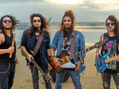 A group photo of the band the Girish and the Chronicles