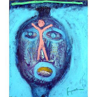 Gaspare Manos, Masque 4, 33.5 x 41 cm, oil paint, pure pigments, wood on canvas, 2012-14