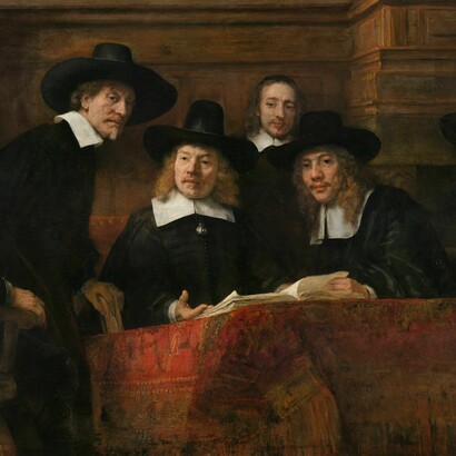 Los síndicos del gremio de pañeros. Rembrandt, 1662