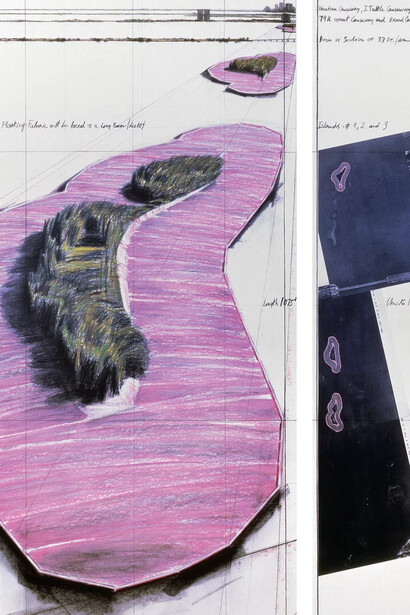 Christo, Surrounded islands (Project for Biscayne Bay, Miami), 1982. Courtesy of the National Gallery 