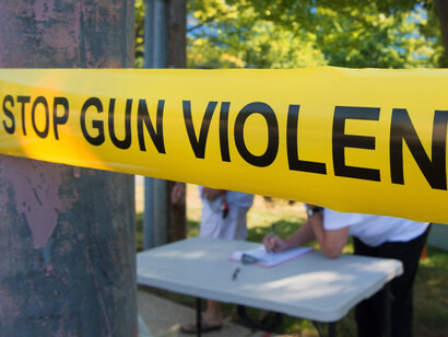 Gun crime violence, tape