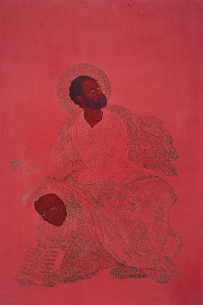 Muhammad Zeeshan, Sher II, 2015, laser scoring and gouache on wasli, 55 x 38 in