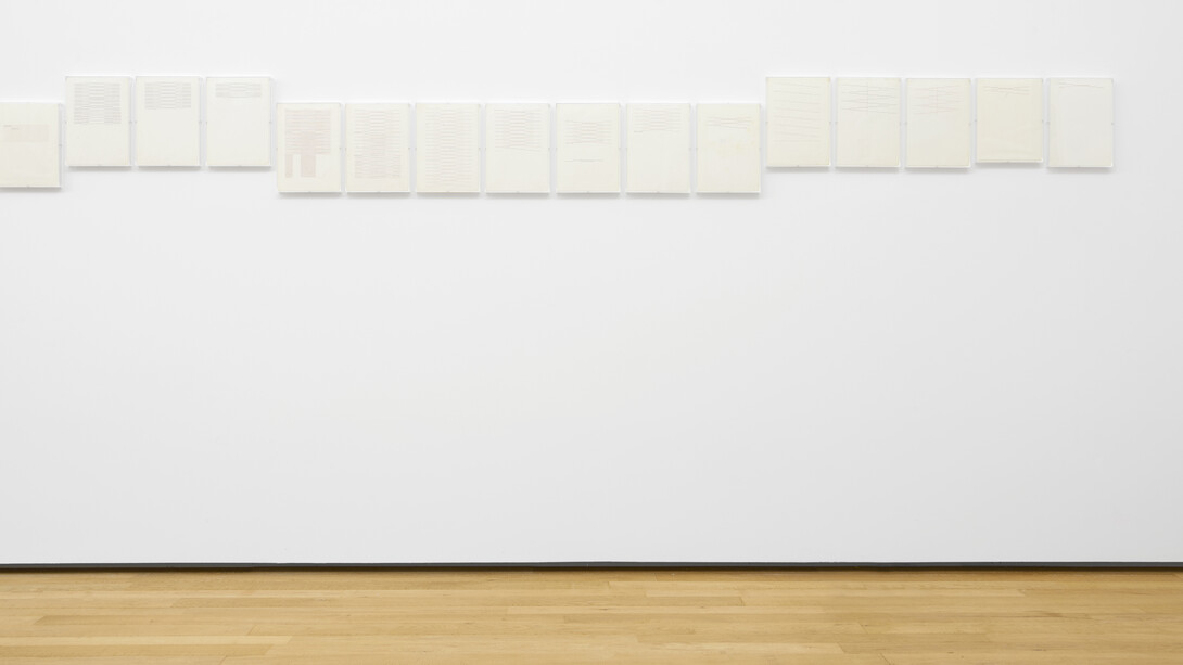 Emilio Prini, Typewriter drawings. Bologna/München/Rome – 1970/1971, ausstellungsansicht. Mit freundlicher genehmigung der Fondazione Antonio Dalle Nogare