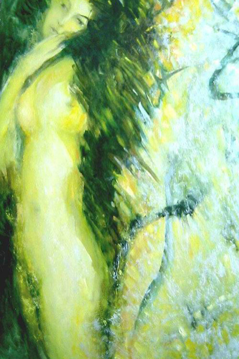 Lidija Zaremba, Garden 94x62 watercolor, acryl 2018. Courtesy of Modern Gallery of Budva