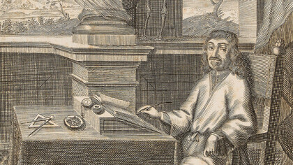 Portada para la edición de 1692 de la «Obra filosófica» de René Descartes publicada por F. Knochius