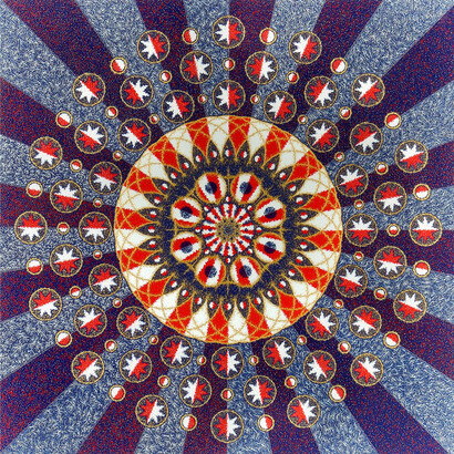 Alessandro Moreschini, Stars and Stripes Arabesque, 2005, acrylic tempera on canvas, 150x150 cm. Courtesy the artist