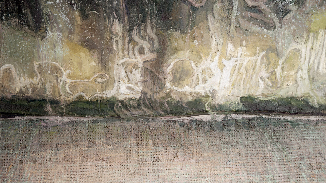 Shock and Awe, 2014, concrete and acrylic on canvas, © David Hepher, courtesy of Flowers Gallery, London and New York