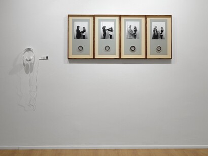 Sanja Iveković, Inaugurazione alla Tommaseo, 1977, 4  b-w vintage photographs and audio tape collage, 60x33,5 cm. Courtesy the artist and P420, Bologna