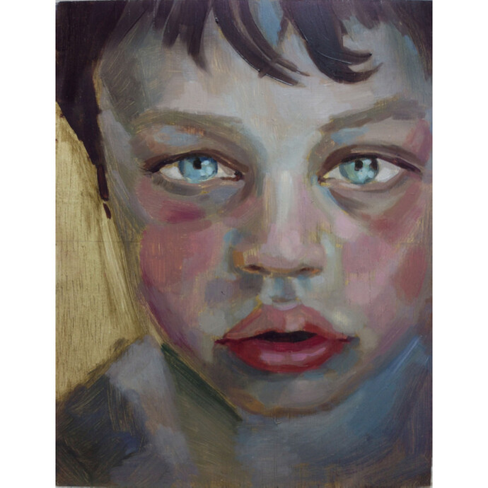Emma Woollard, Dexter,
2013. Oil
on
Board,
23
x
18 cm