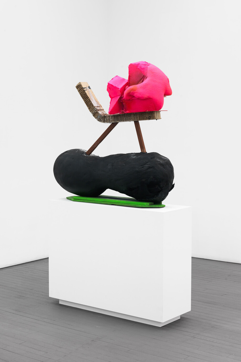 Harry Dodge, Every Day Carry, 2015, Plaster, wood, felt, paint, cast foam, plexiglass, corrugated cardboard, urethane resin, 37 x 37 x 11 inches, 94 x 94 x 27.9 cm